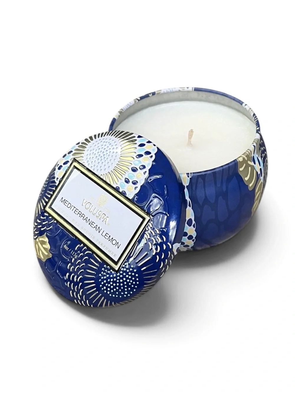 NEW Voluspa MEDITERRANEAN LEMON Mini Tin Candle, 4 oz